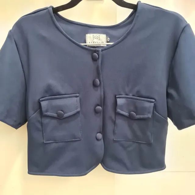 Blusa cropped marca Mayfair nova azul marinho G - Foto 2