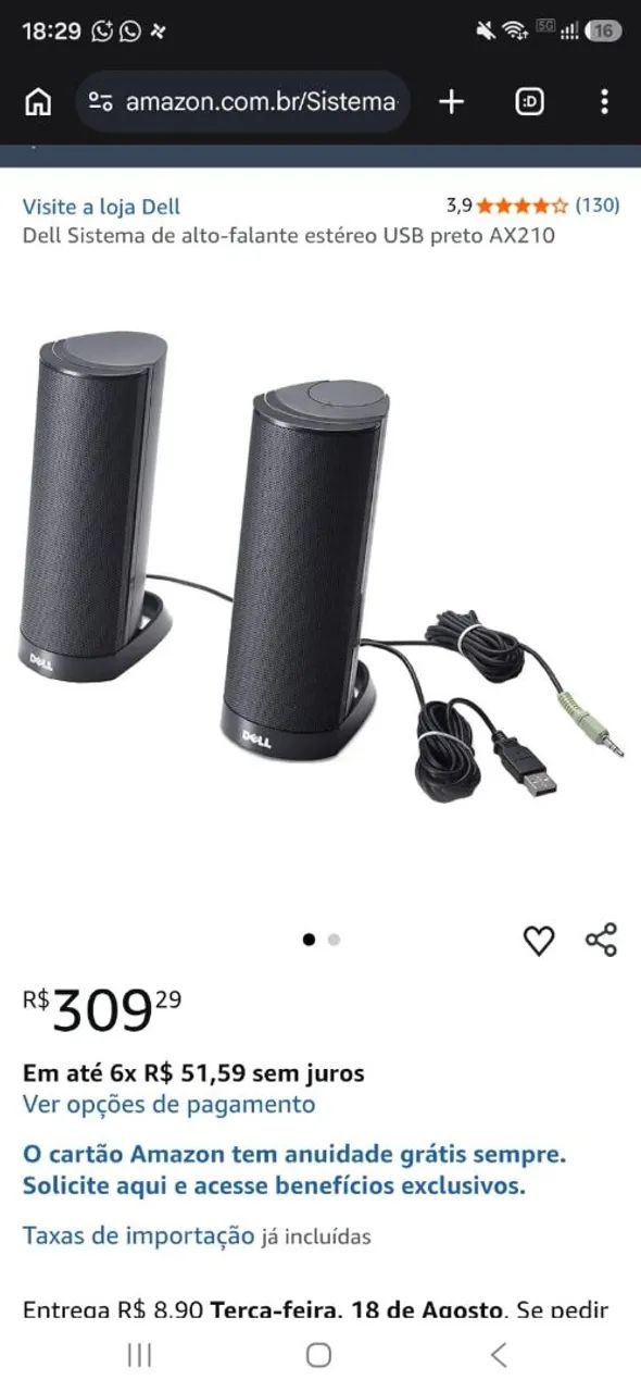 Caixa de som Dell para pc