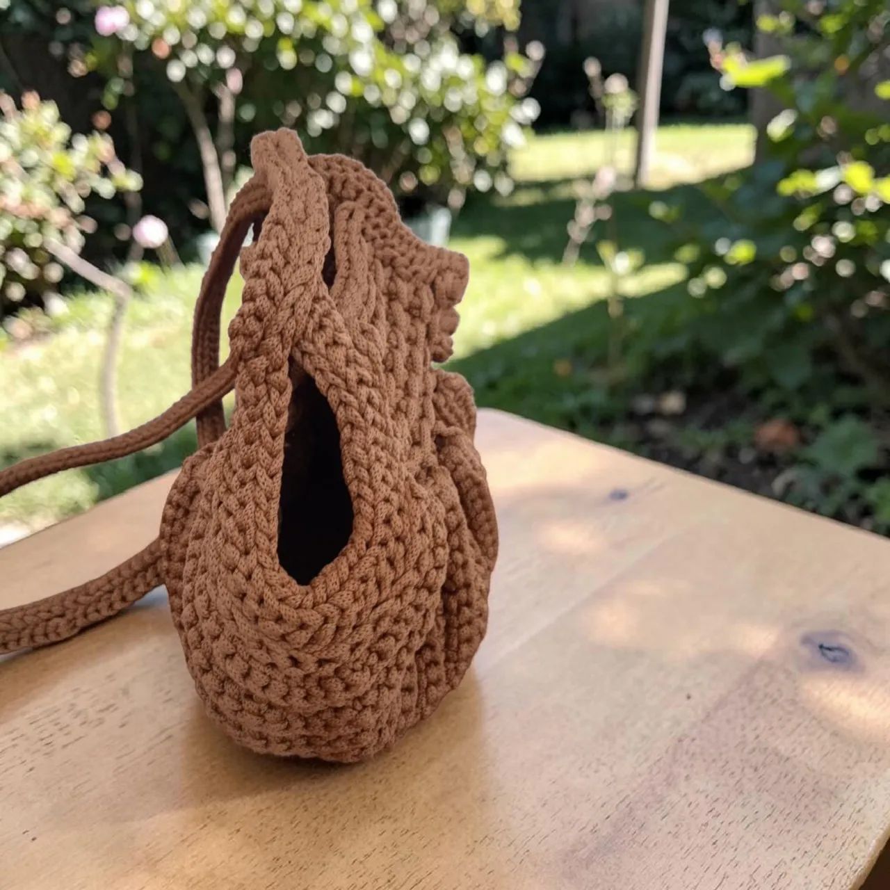 Bolsa em croche artesanal caramelo - Foto 4