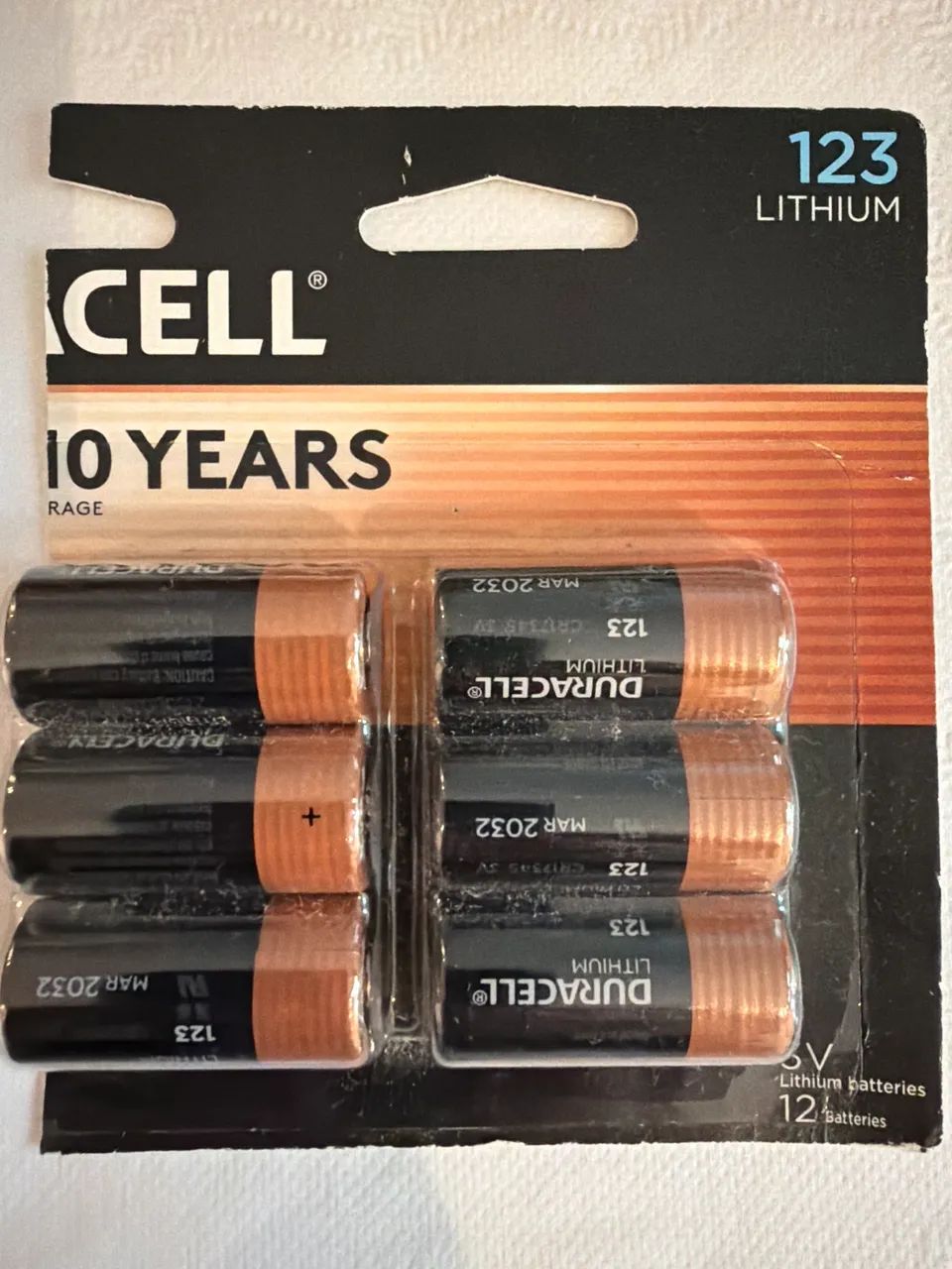 6 Pilhas Duracell CR123 Lithium 