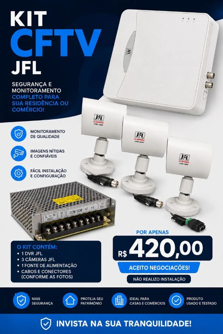 Kit CFTV - 4 câmeras analógicas + DVR 