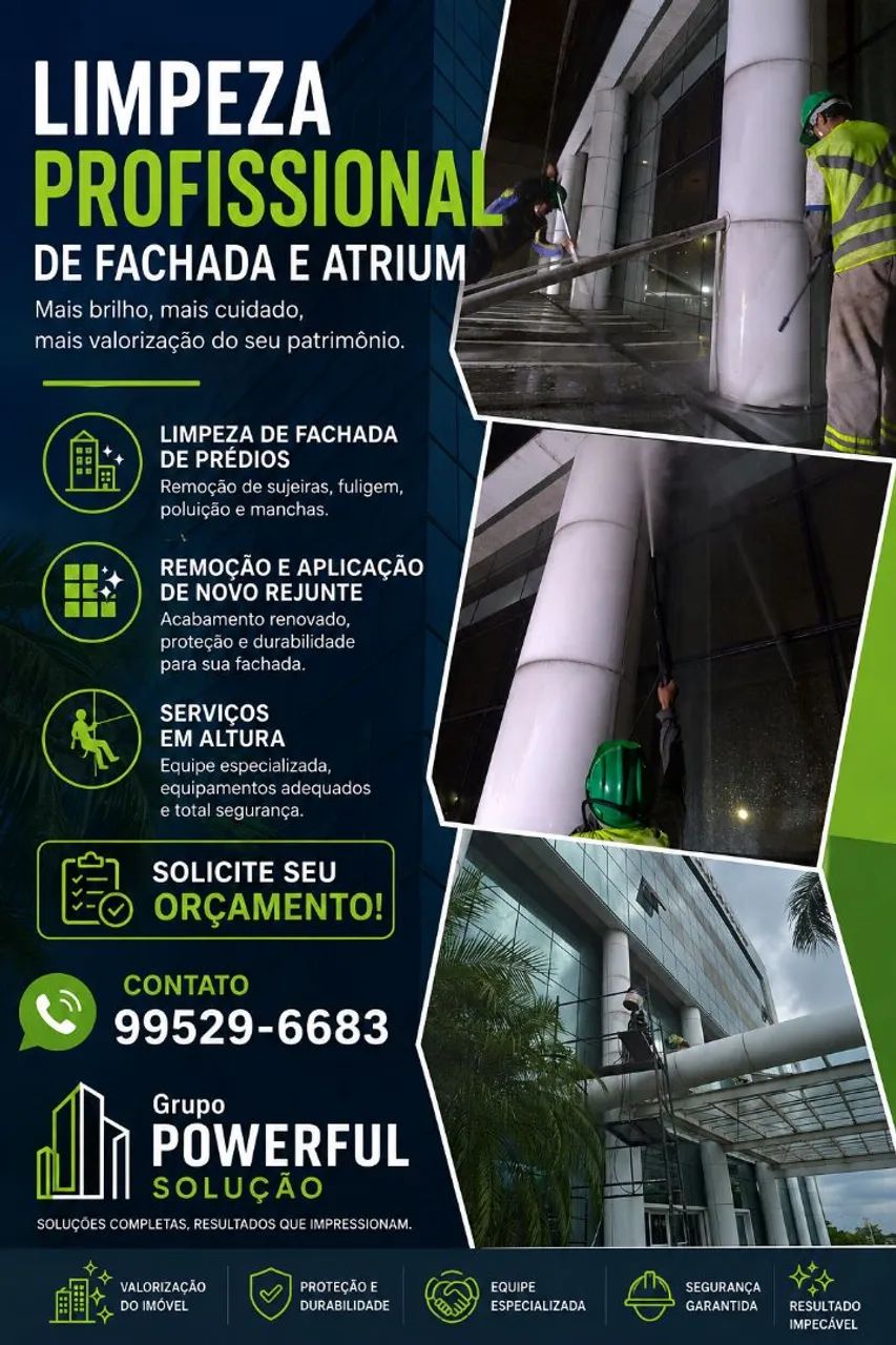 SERVIÇOS EM ALTURA Lavagem e rejuntamento 