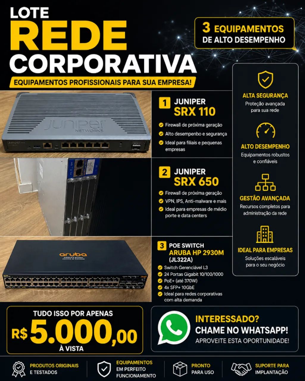 LOTE REDE CORPORATIVA - EQUIPAMENTOS PROFISSIONAIS