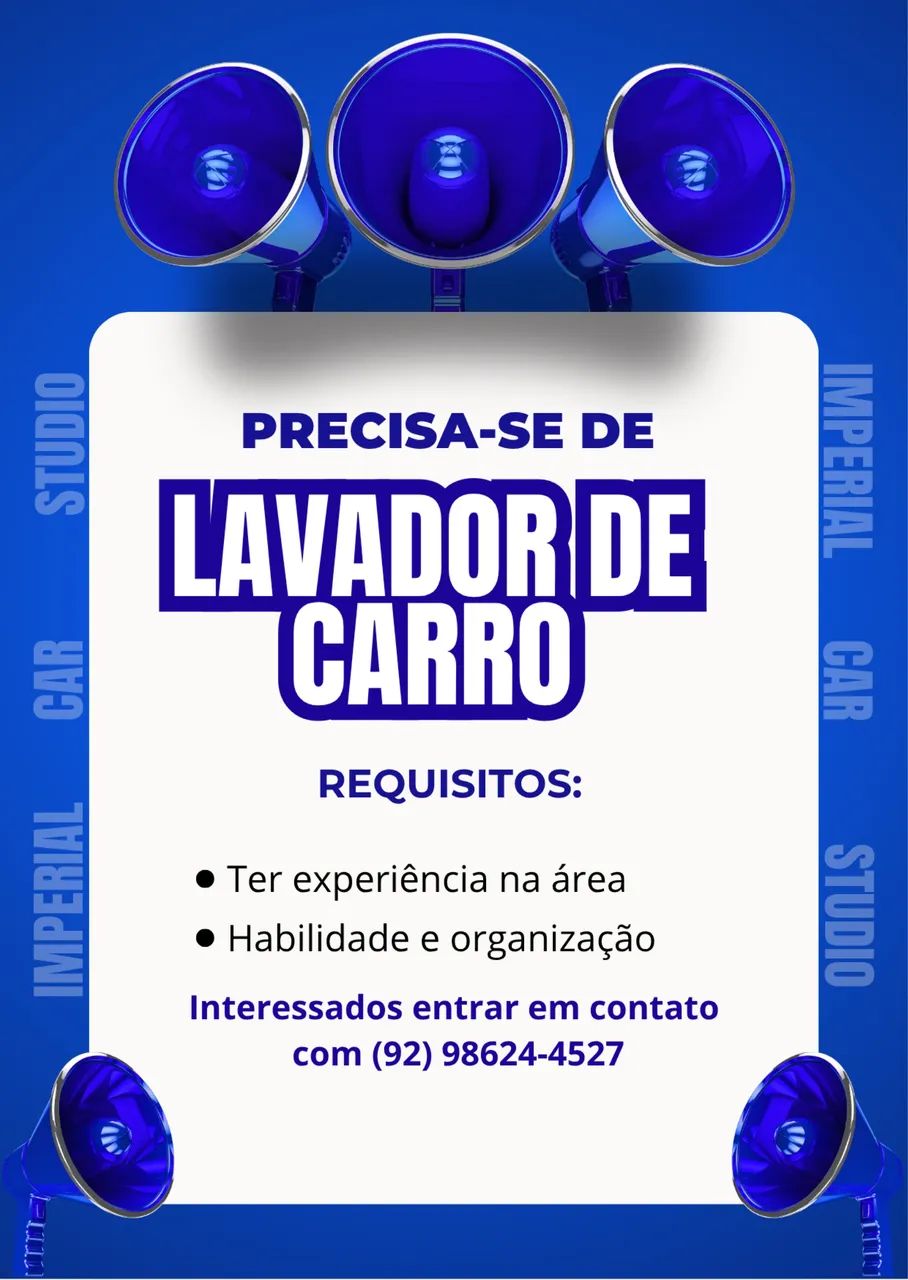 Precisa se de lavador de carro