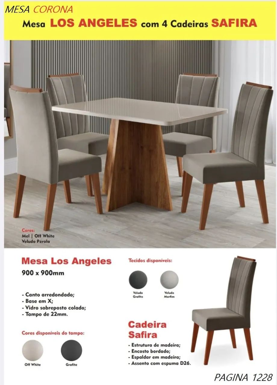 Conjunto de mesa 4 lugares 