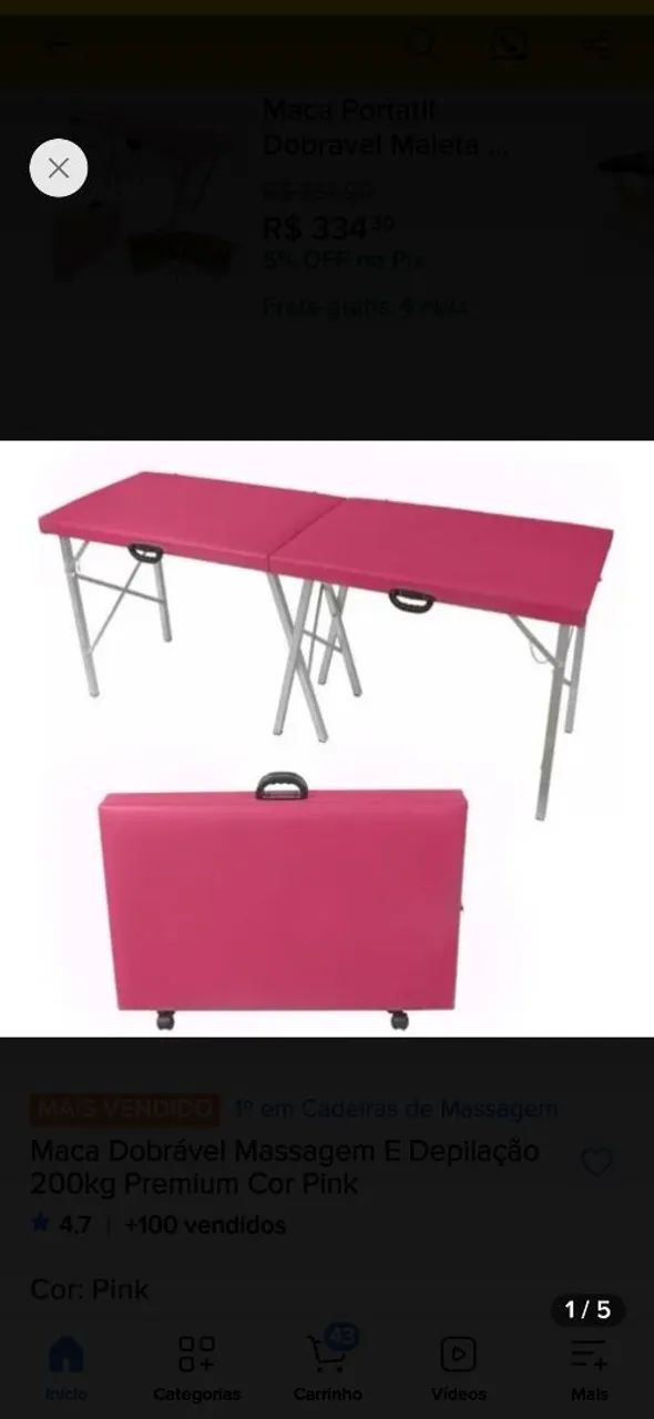 Vende-se maca portátil rosa