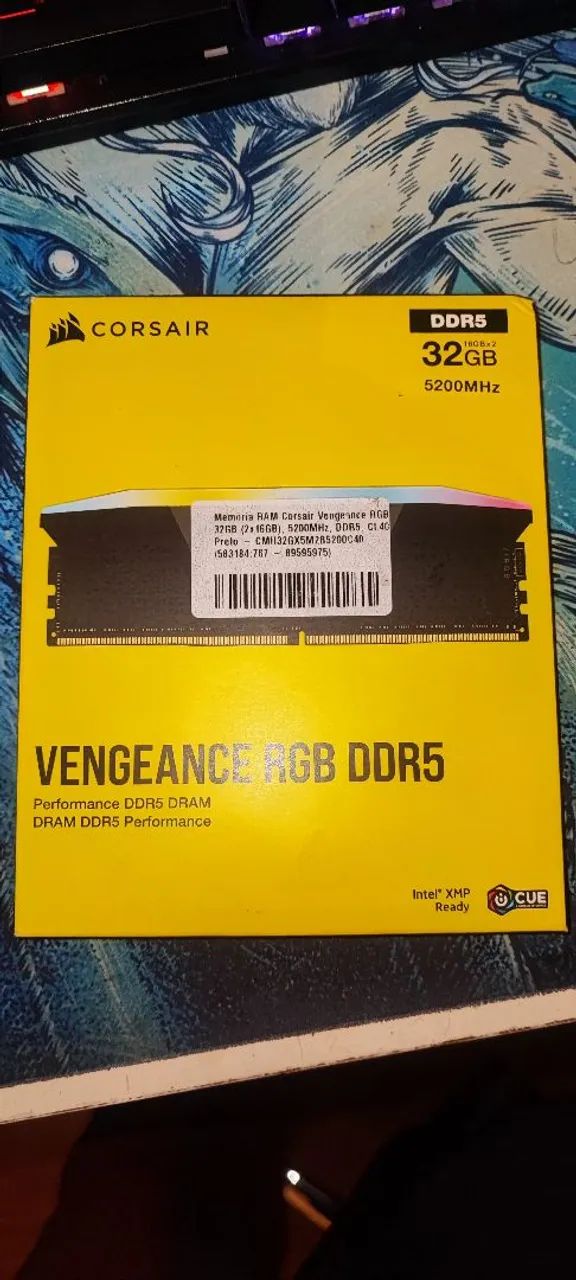 Memória Corsair Vengeance, RGB, 32GB (2x16GB), DDR5, 5200MHz, CL40