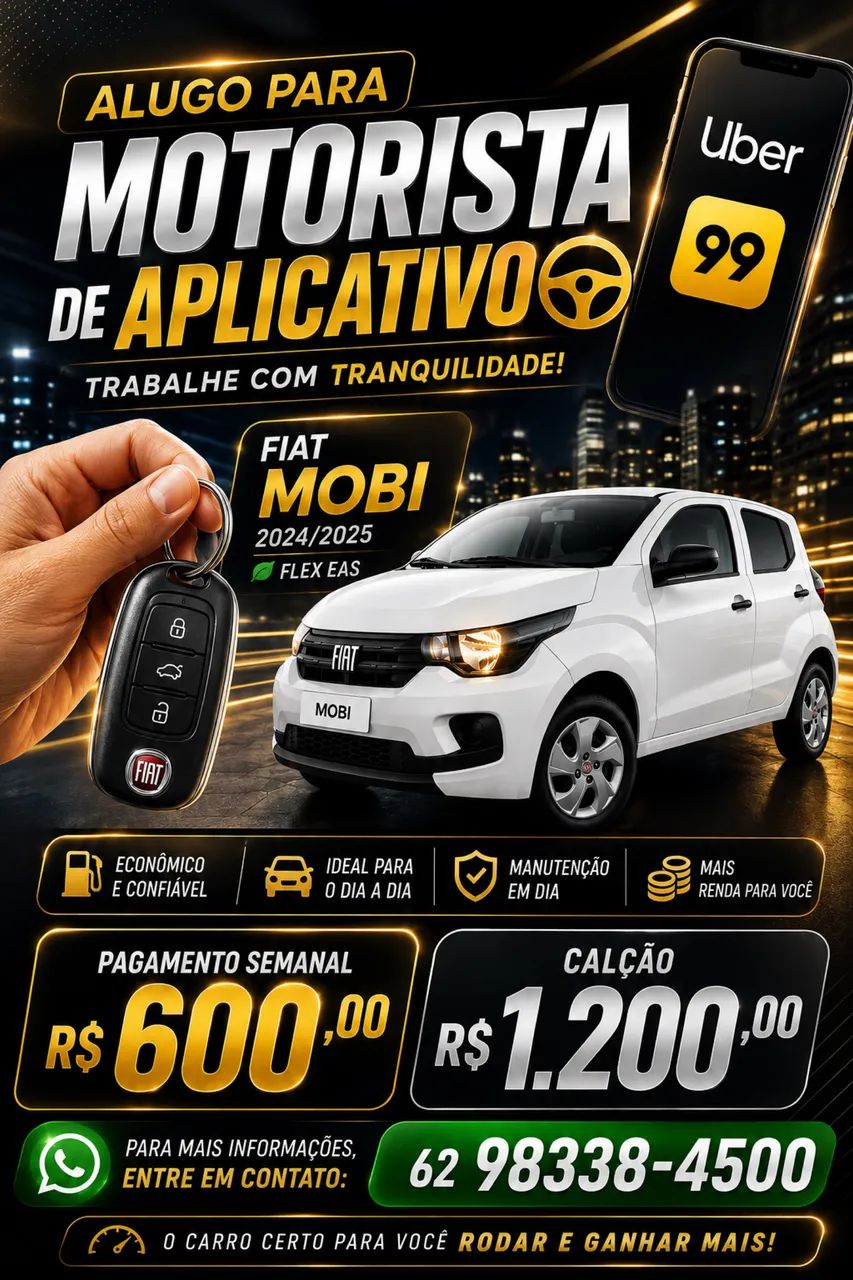 Aluguel de carros para motorista de app 