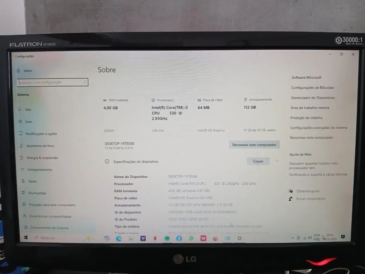 CPU i3 530 @2.93 ghz; ram 4mb; 120 giga SSD. - Foto 2