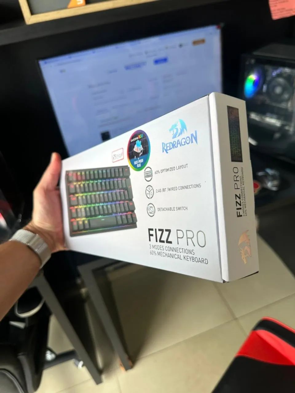 Teclado Mecânico Redragon Fizz Pro Sem Fio 60% - WIKI  - Foto 3