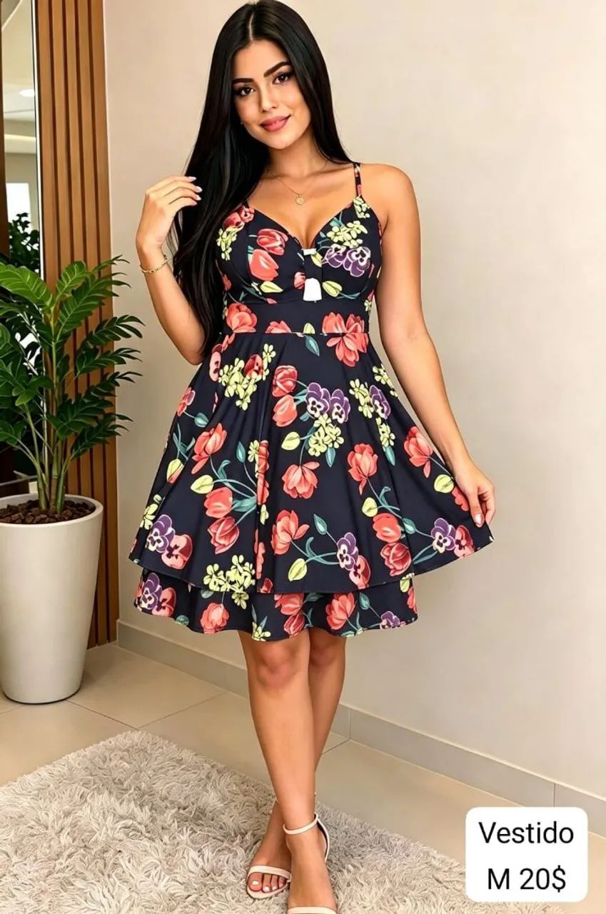 Vestido rodado M/ com bojo 