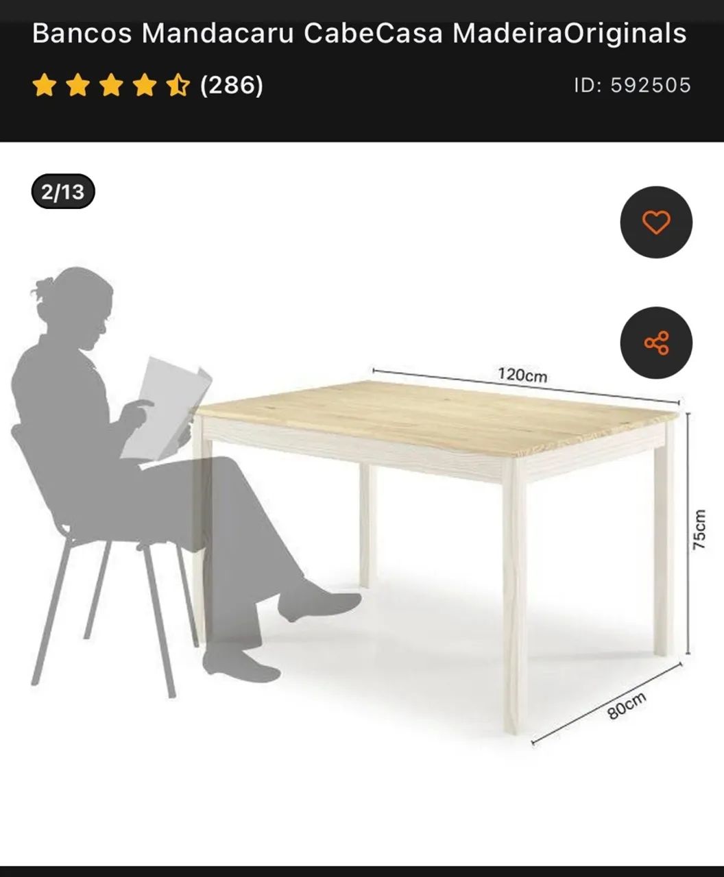 Mesa Madeira com 2 bancos - Foto 3