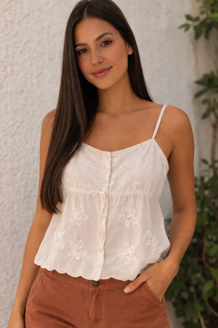 Blusa Zara  alcinha com cristais TAM L