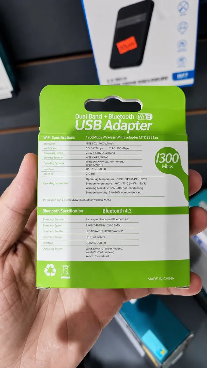 Adaptador WiFi USB 3.0 1300Mbps Dual Band + Bluetooth 4.2 - Foto 2