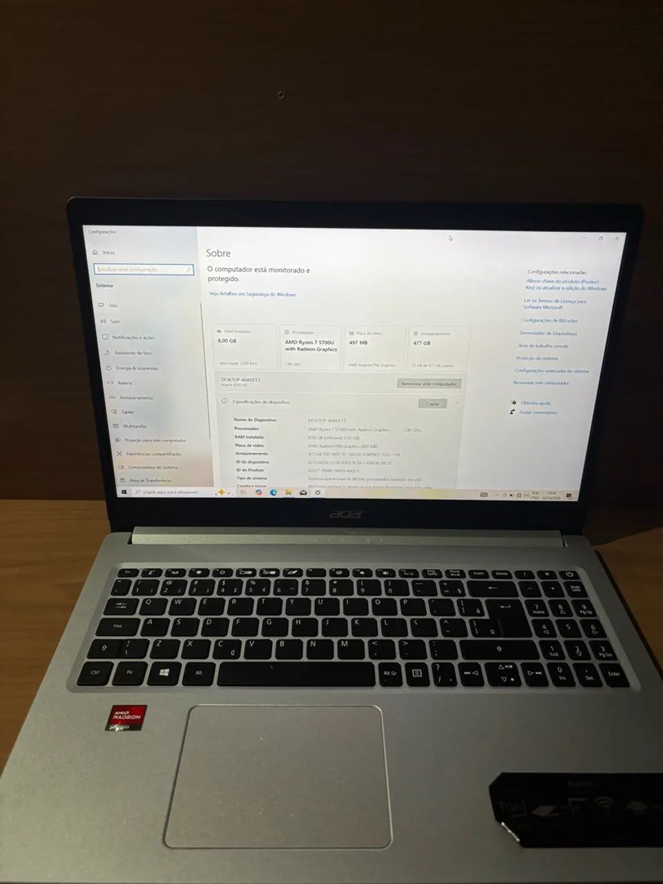 Notebook Acer Ryzen 7-5700U - Foto 2