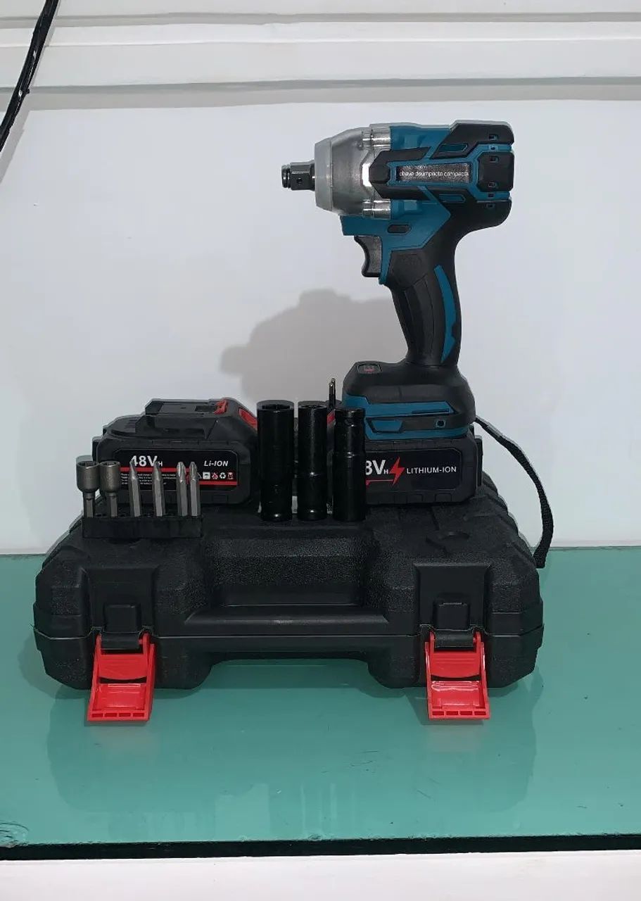 Chave impacto 48V 2 baterias maleta,ponteiras - Ferramentas de