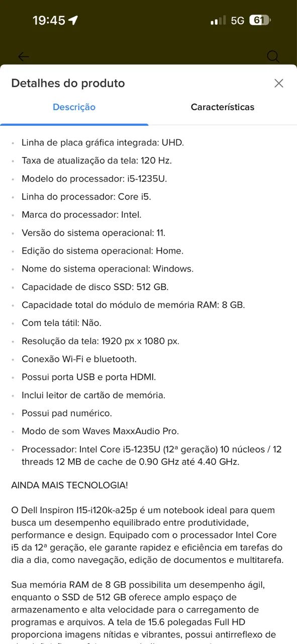 Notebook DELL I5 512GB - Foto 5