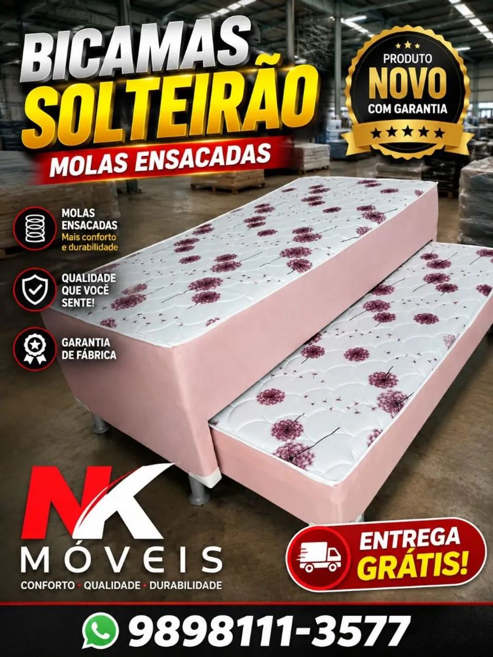 Promoção de Bibox de solteiro e solteirão de espuma e molas novas, GARANTA JÁ  - Foto 4