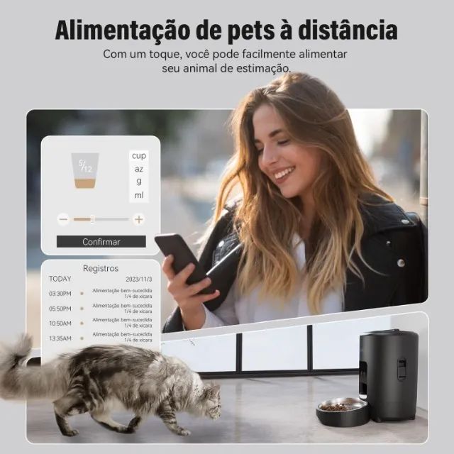 Alimentador Inteligente Comedouro Automático Pet Aplicativo Newpet 2 Litros - Foto 4