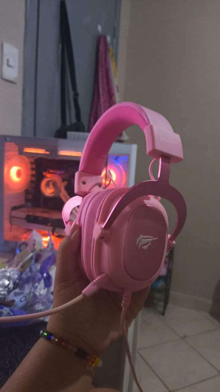 Fone havit H2002d, rosa, gamer, com problema no microfone  - Foto 3