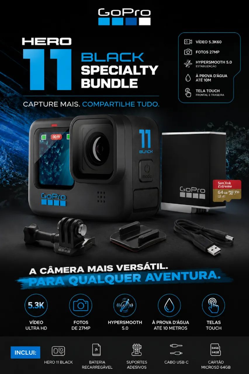 CÂMERA GOPRO HERO 11 BLACK SPECIALTY BUNDLE (USADA)