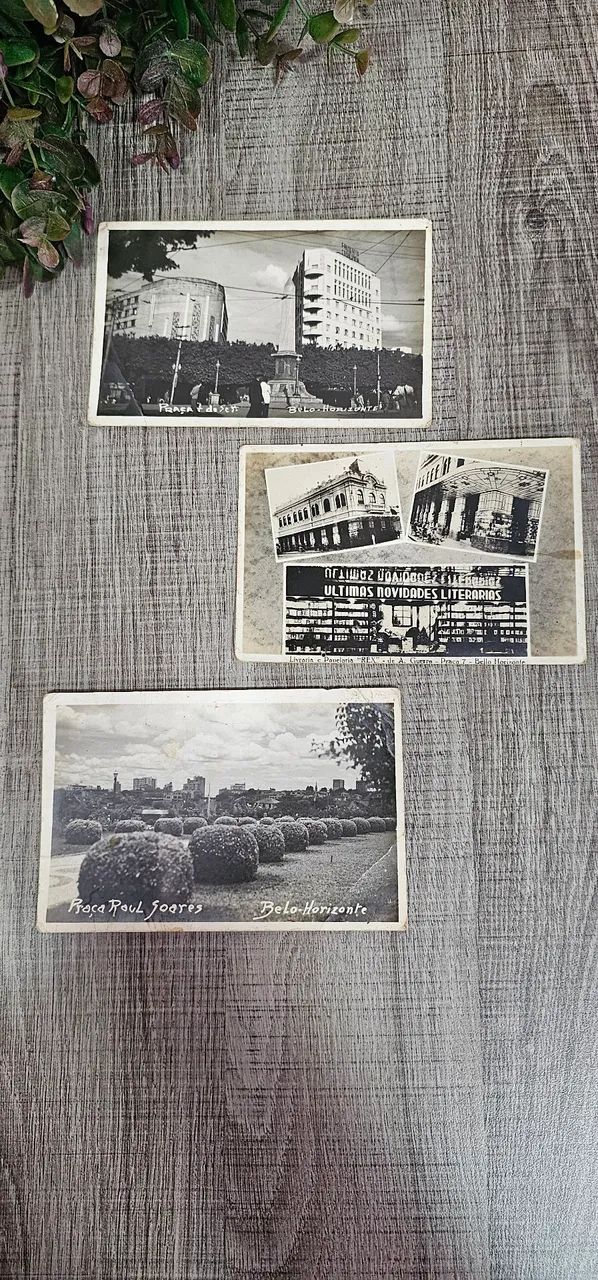 Conjunto de 3 postais antigos de BELO HORIZONTE 