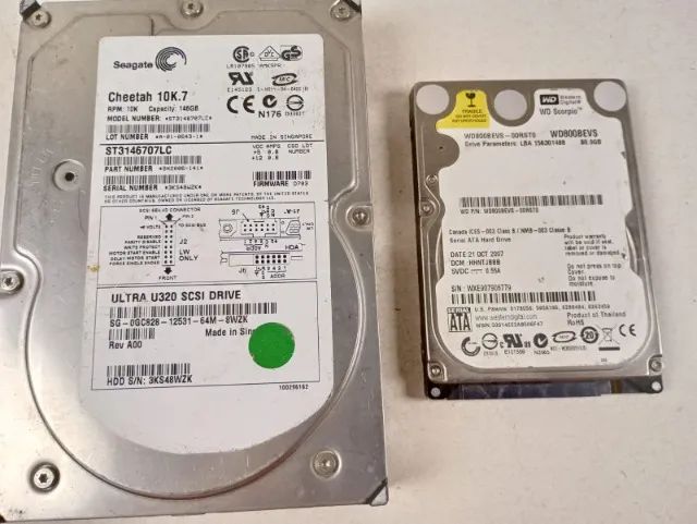 Lote 2 HDs (Seagate Cheetah 146GB SCSI Ultra320 + WD Scorpio 80GB
