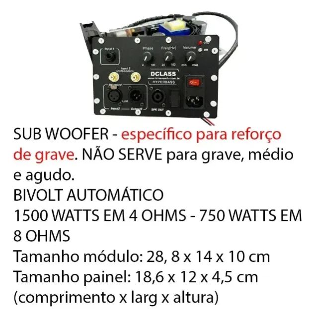 Amplificador para Sub Grave DClass 