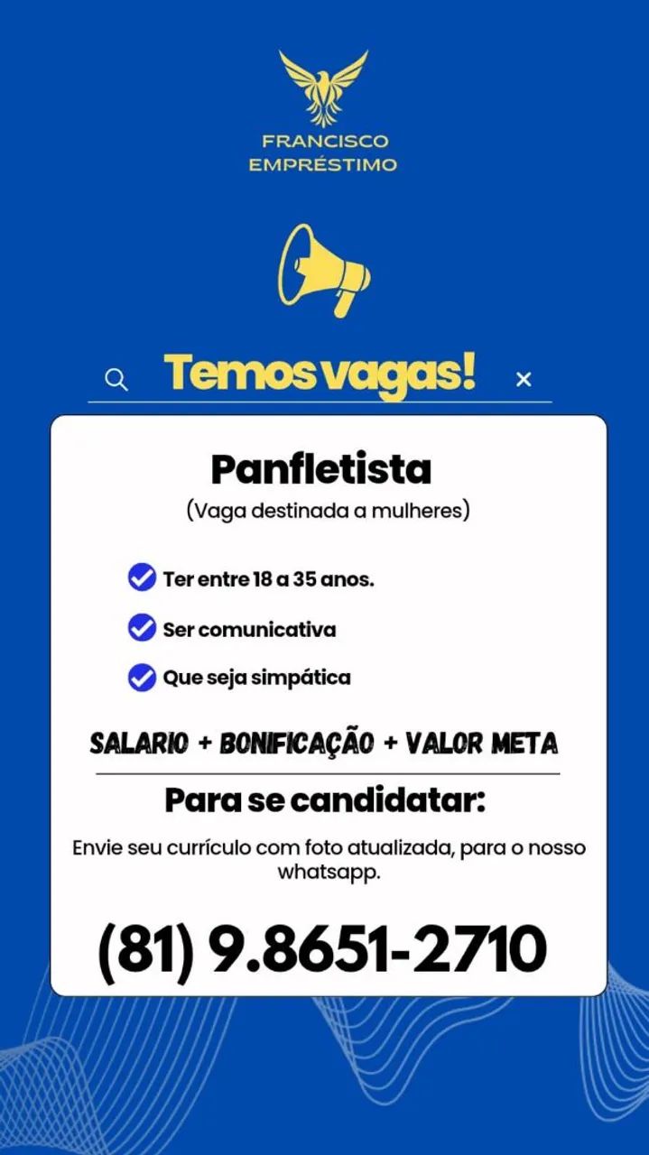 Vaga para panfletista