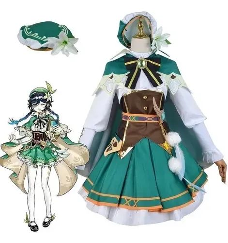 COSPLAY VENTI com saia, Jogo Genshin Impact, peruca e roupa - Foto 2