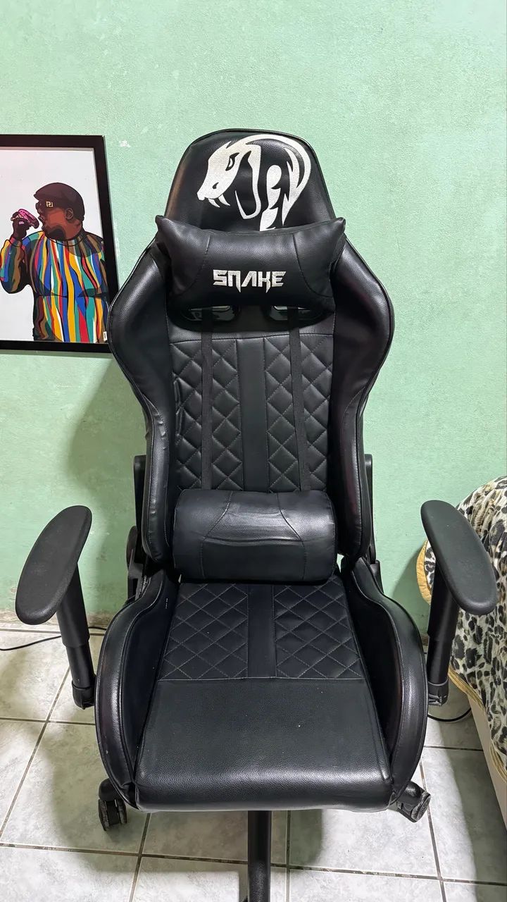 Cadeira Gamer Snake Mamba Negra  - Foto 4