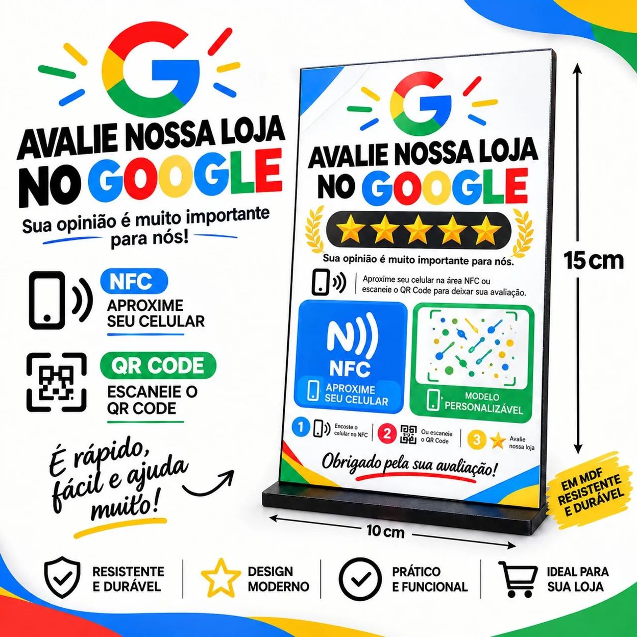 Placa de avaliação do Google QR code NFC  - Foto 4