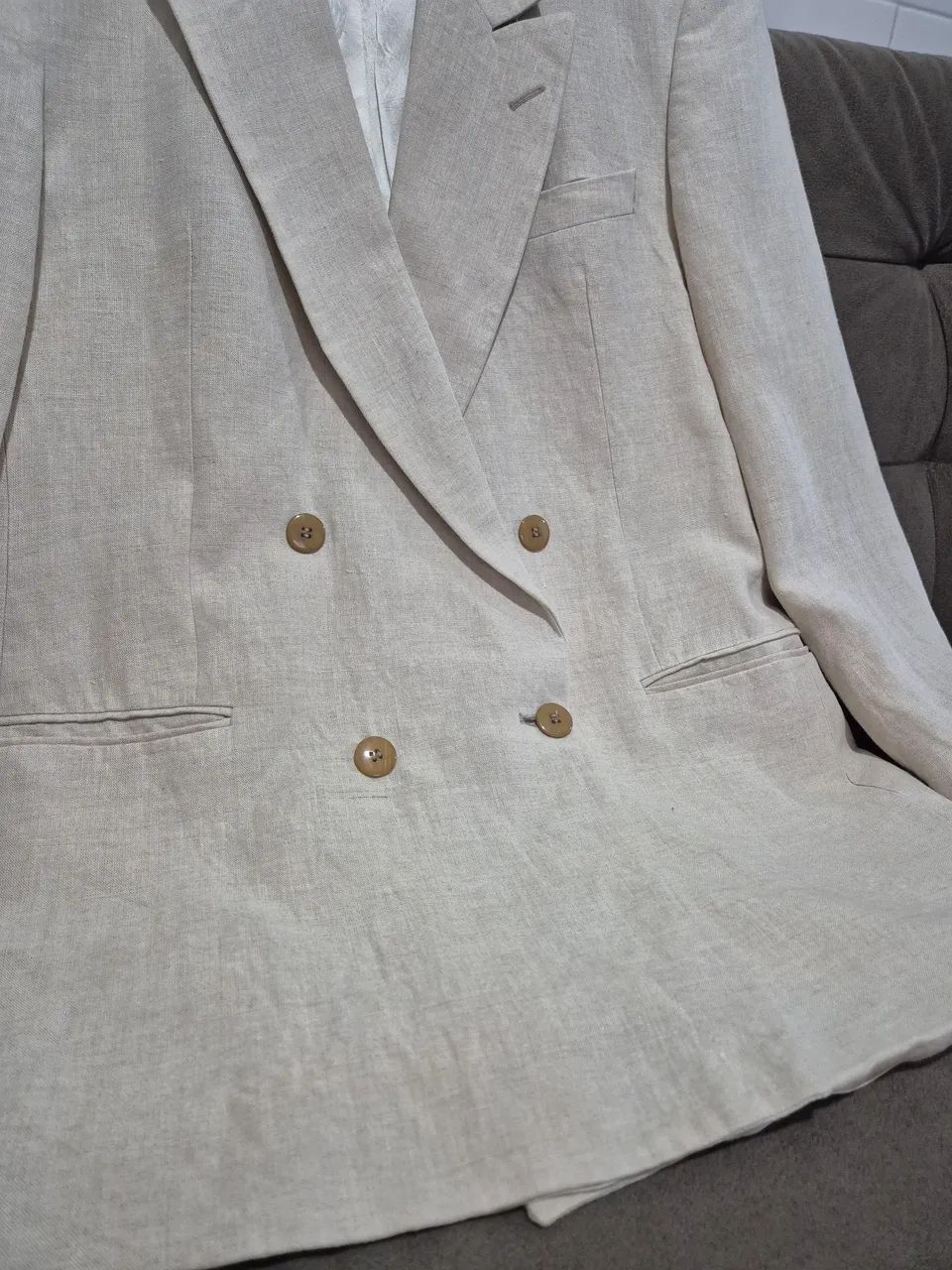 blazer / paletó masculino linho bege - Foto 2