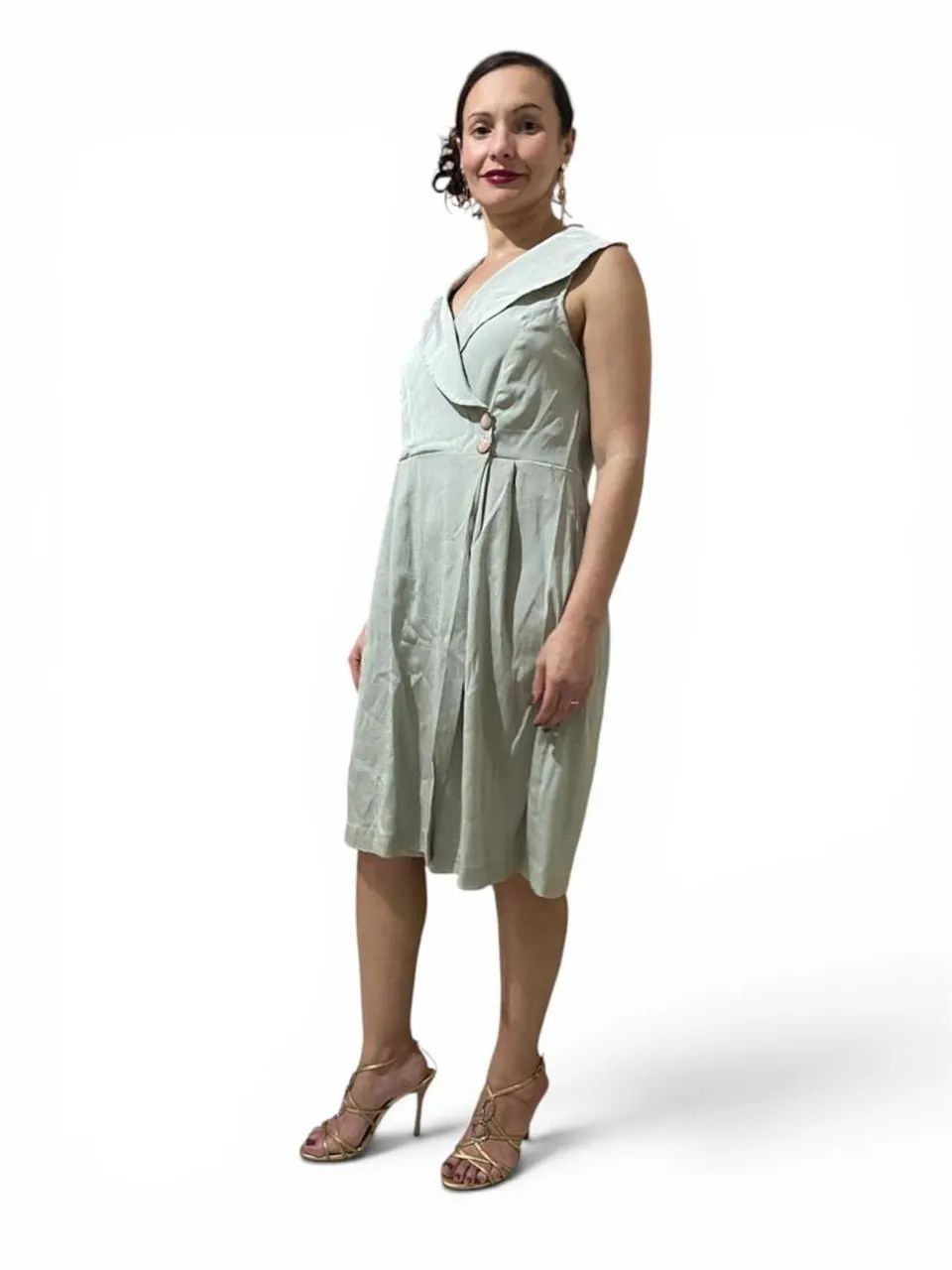 Vestido Social Elegante com Gola Drapeada - Foto 3