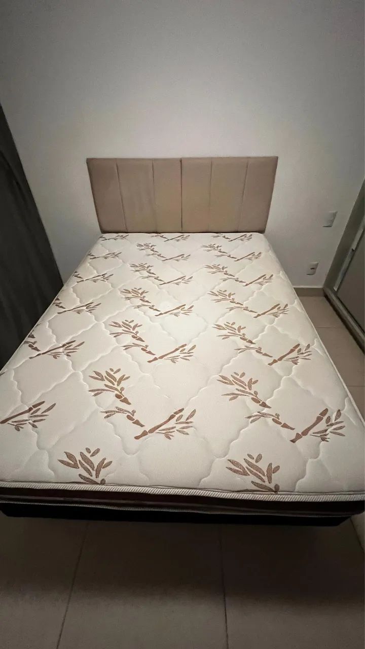 Cama Box Casal Anjos + Colchão + Cabeceira