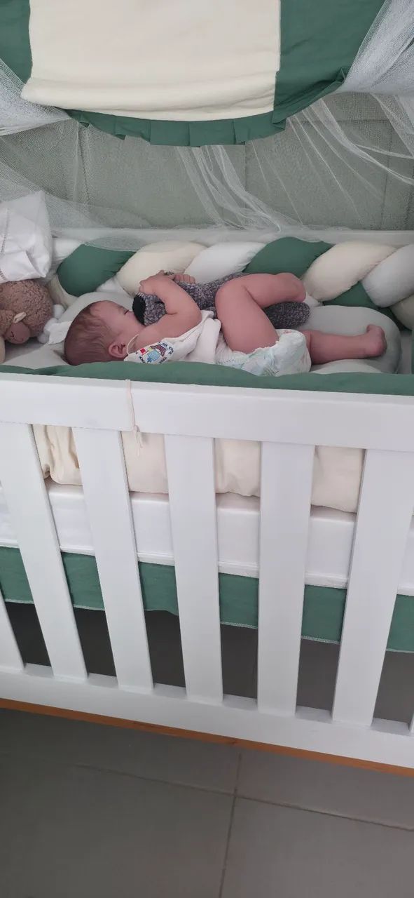 Berço 2 em 1 Noah com colchão e kit berço verde - Foto 4