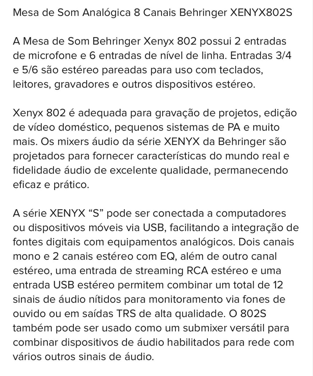 console behringer 802 xenyx (mesa de som) - Foto 4