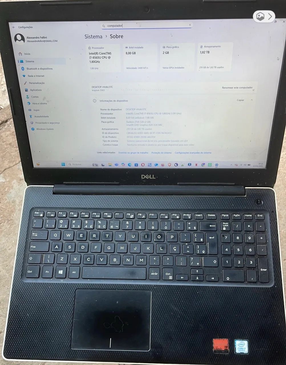 Notebook Deel Core I7