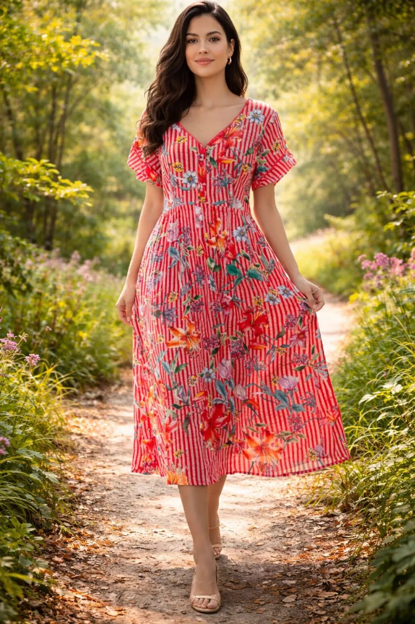 Vestido vermelho estampado  - Foto 4