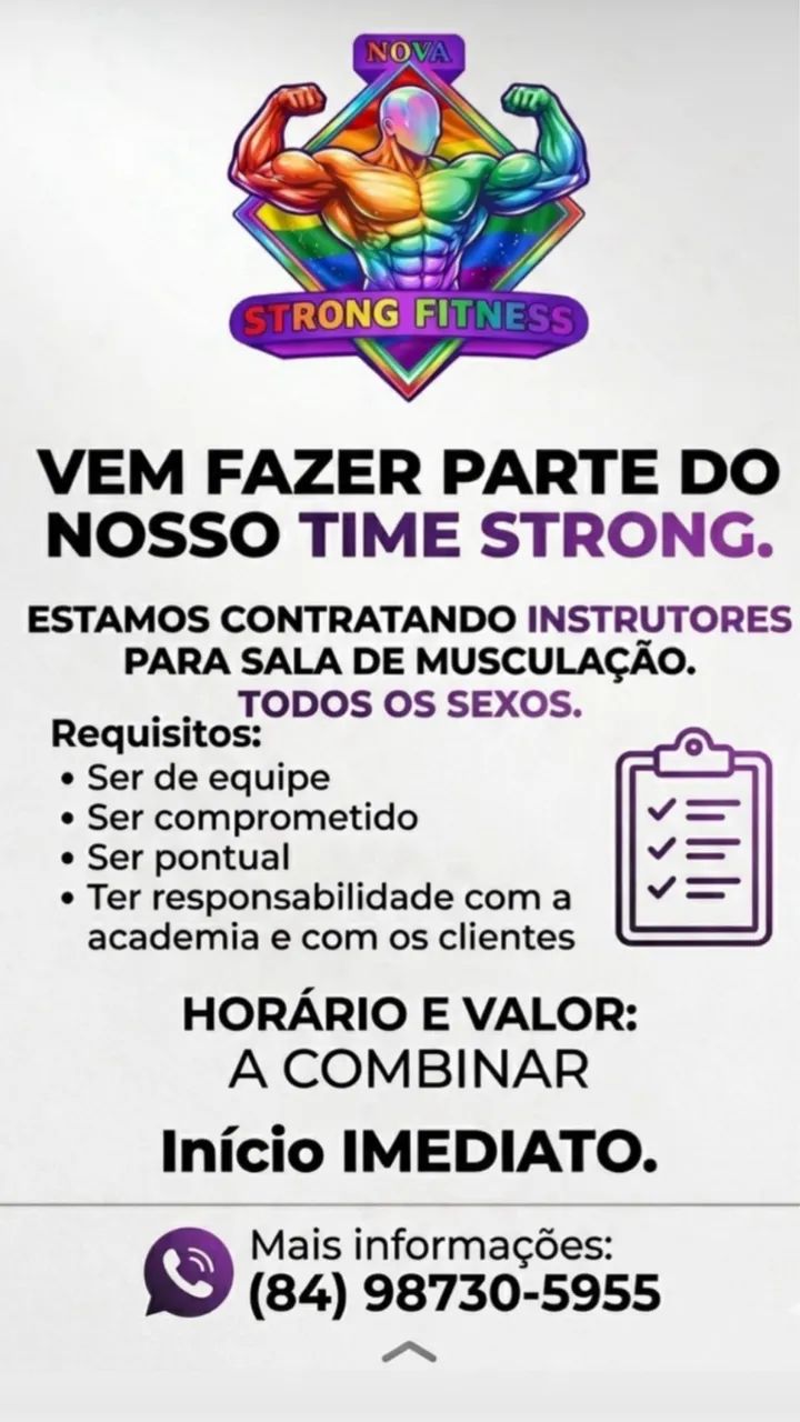 VAGA PROFESSOR DE MUSCULAÇÃO 