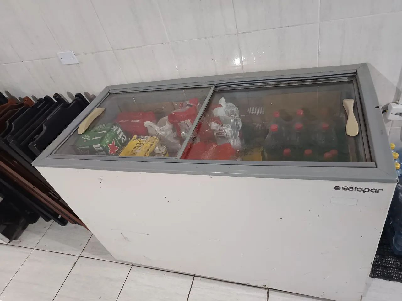 Freezer tampa de vidro