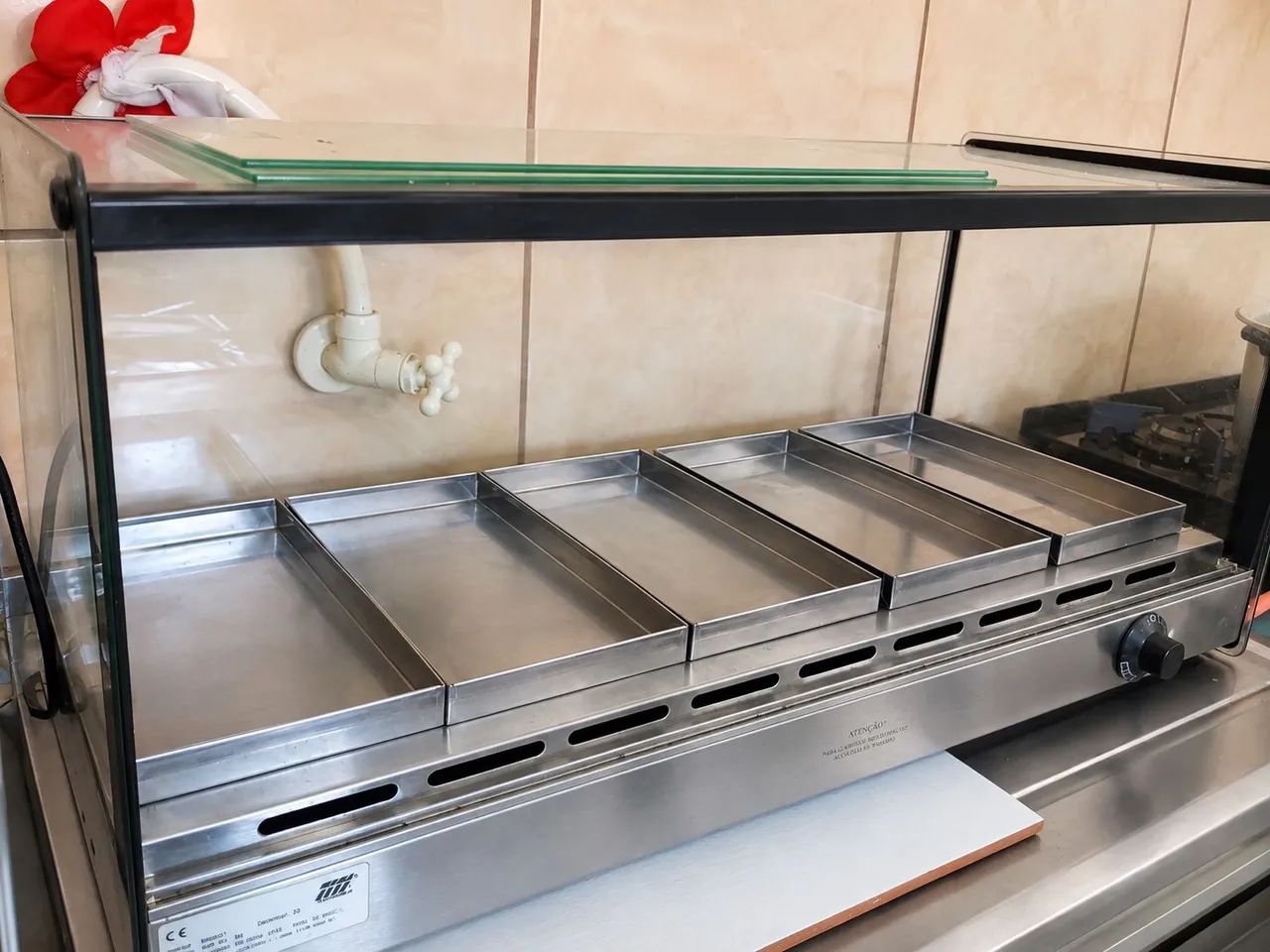 Estufa Expositora de Salgados com 5 Bandejas em Inox