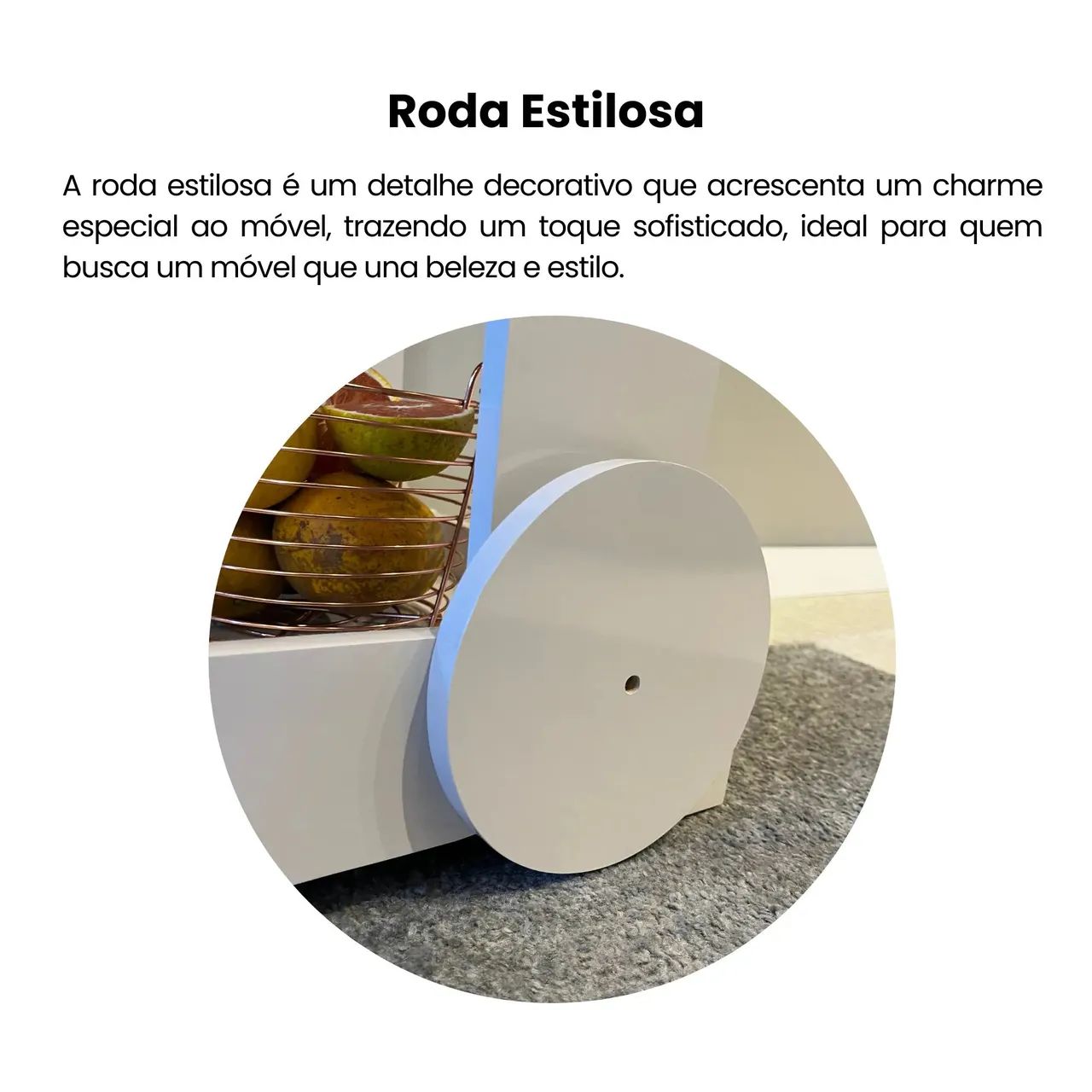 Aparador Bar Artely Rosé 1 Prateleira Rodízios Funcionais MDF - Off White<br> - Foto 4