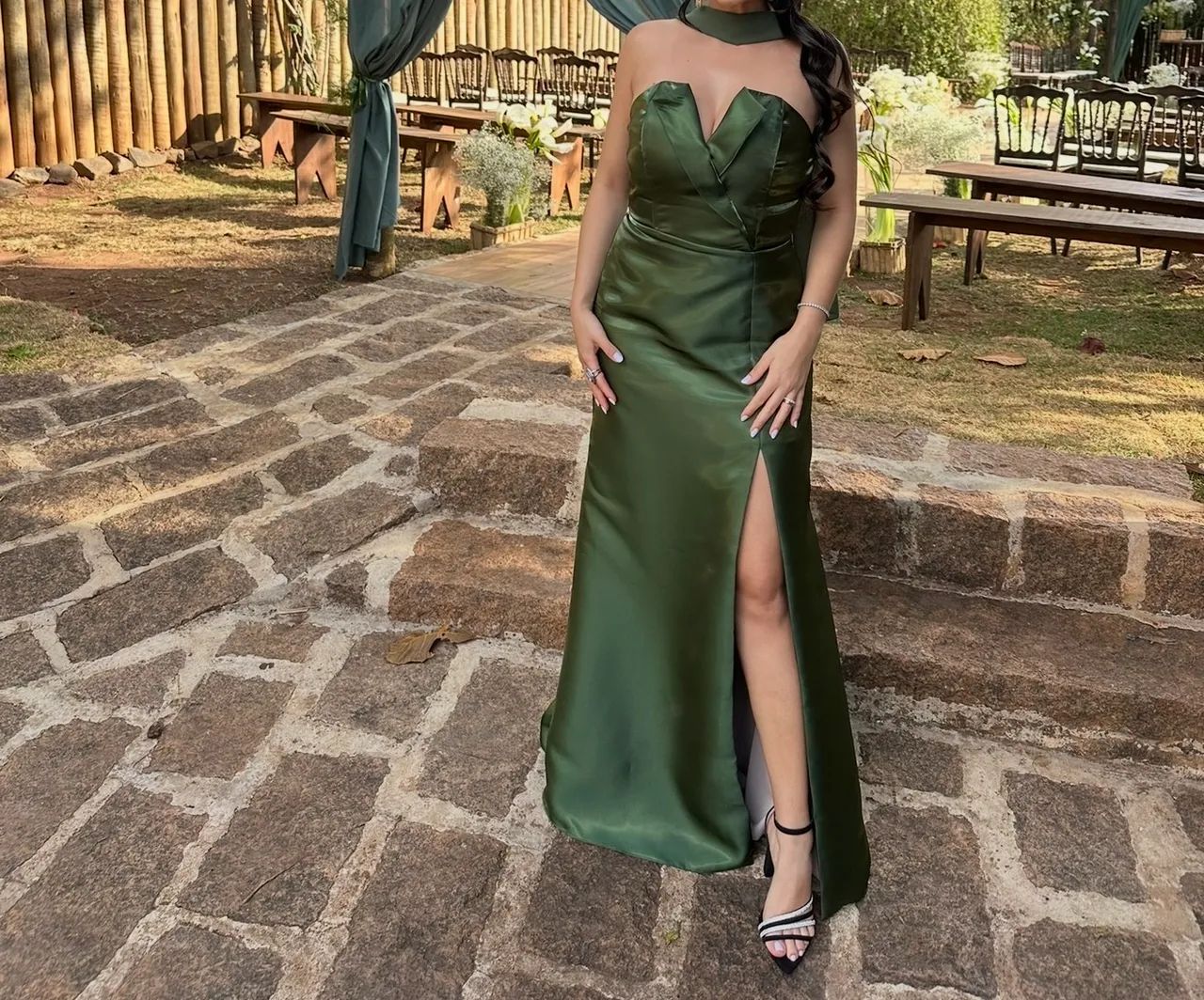 Vestido festa verde 