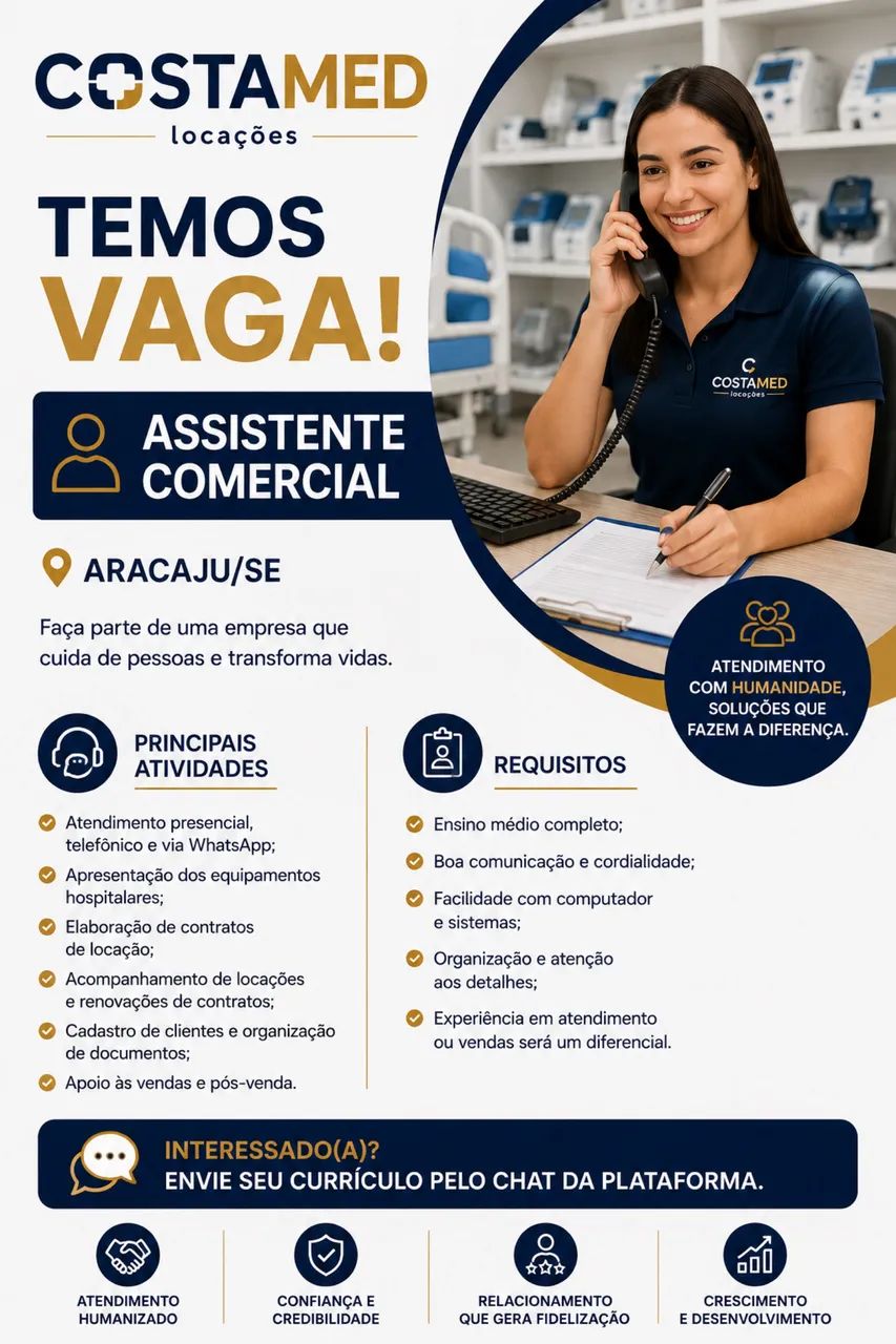 TEMOS VAGA ! Assistente Comercial 