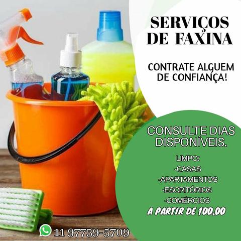 Faço Faxinas a partir de 100,00 em : Casas , apartamentos, escritórios, comércios.
