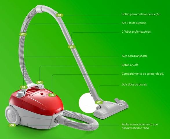 Aspirador De Pó Portátil 1200w Multilaser Com Saco 110v 220v - Foto 5