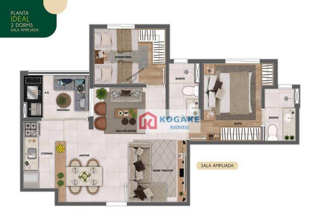 Apartamento com 2 dormitórios à venda, 65 m² por R$ 331.980 - Parque Industrial - São José - Foto 6