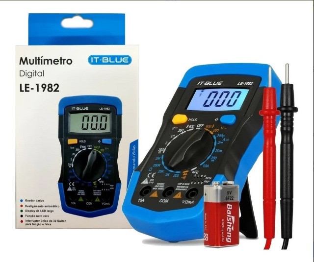  Multímetro Digital Beep e Iluminação Linha Profissional- It Blue LE-1982