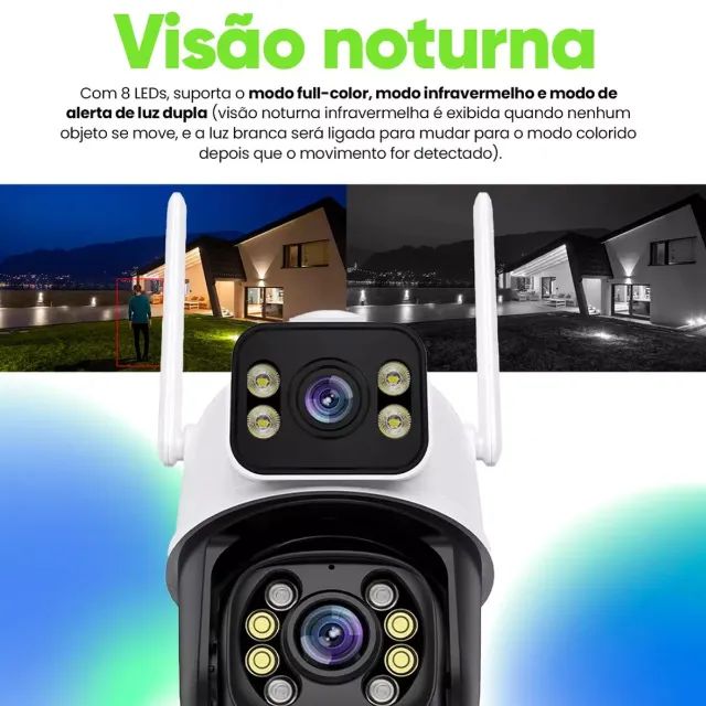 Câmera De Segurança Wi-fi Smart Camera A28b Dupla 3MP Icsee Cor Branco - Foto 3